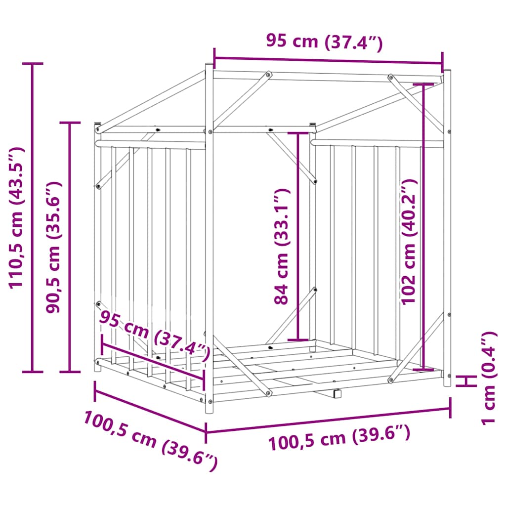 Ράφι για καυσόξυλα με κάλυμμα βροχής 100,5x100,5x110,5 εκ.