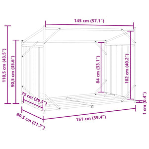 Ράφι για καυσόξυλα με κάλυμμα βροχής 151x80,5x110,5 εκ. - Pakobazaar