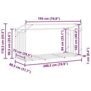 Ράφι για καυσόξυλα με κάλυμμα βροχής 200,5x80,5x110,5 εκ. - Pakobazaar