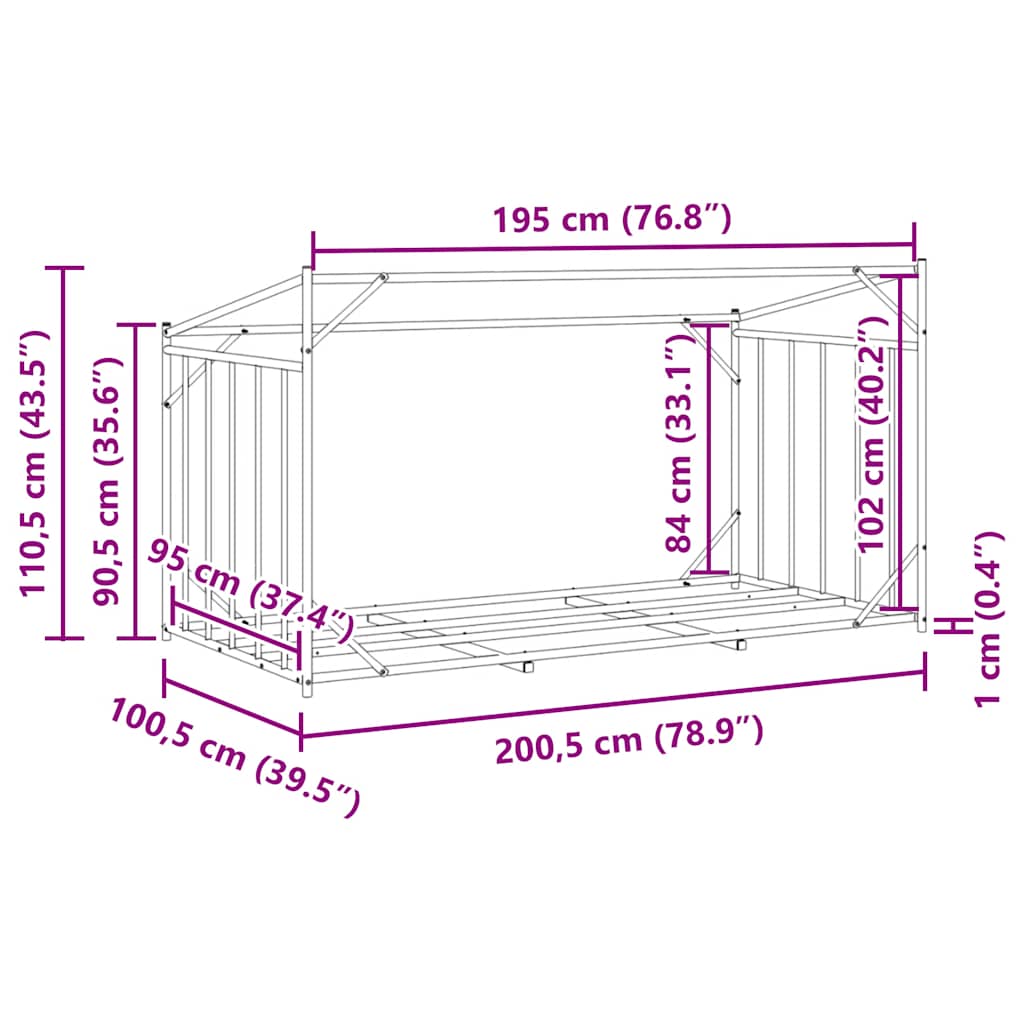 Ράφι για καυσόξυλα με κάλυμμα βροχής 200,5x100,5x110,5 εκ. - Pakobazaar
