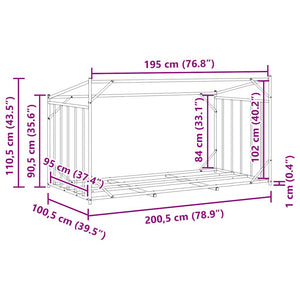 Ράφι για καυσόξυλα με κάλυμμα βροχής 200,5x100,5x110,5 εκ. - Pakobazaar