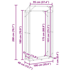 Ράφι για καυσόξυλα με κάλυμμα βροχής 100x40x200 εκ. - Pakobazaar