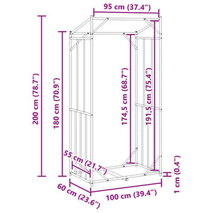 Ράφι για καυσόξυλα με κάλυμμα βροχής 100x60x200 εκ. - Pakobazaar