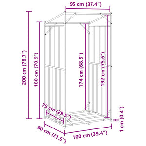 Ράφι για καυσόξυλα με κάλυμμα βροχής 100x80x200 εκ.