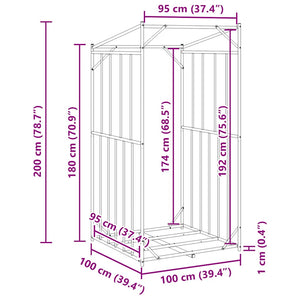 Ράφι για καυσόξυλα με κάλυμμα βροχής 100x100x200 εκ. - Pakobazaar