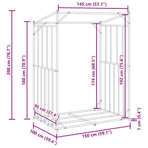 Ράφι για καυσόξυλα με κάλυμμα βροχής 150x100x200 εκ. - Pakobazaar