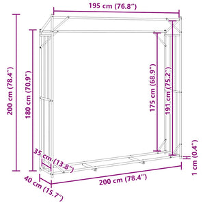 Ράφι για καυσόξυλα με κάλυμμα βροχής 200x40x200 εκ. - Pakobazaar