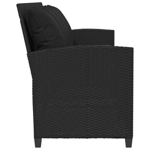 Καναπές κήπου 5θέσιος με μαξιλάρια Μαύρο Poly Rattan