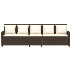 Καναπές κήπου 5θέσιος με μαξιλάρια Brown Poly Rattan