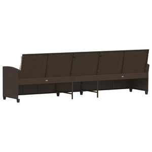 Καναπές κήπου 5θέσιος με μαξιλάρια Brown Poly Rattan