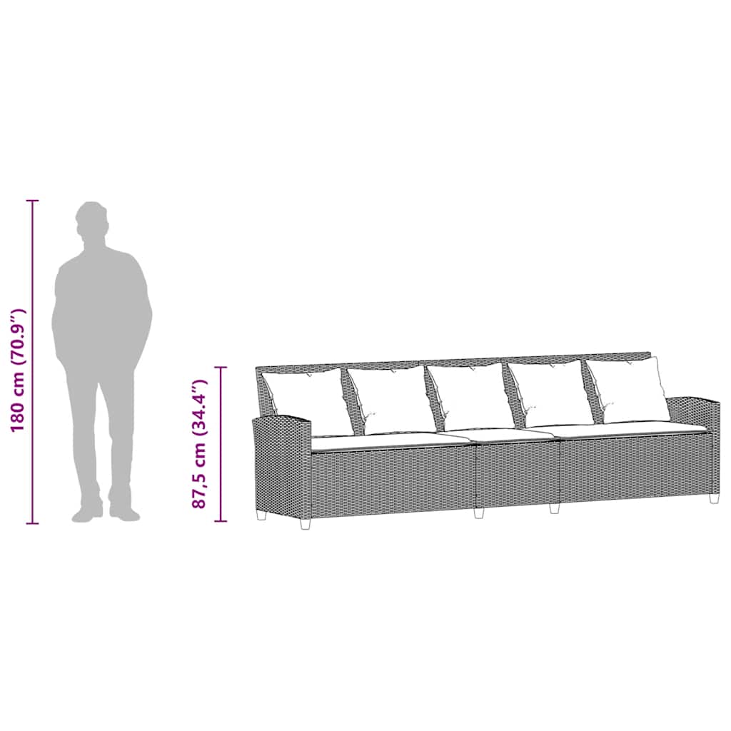 Καναπές κήπου 5θέσιος με μαξιλάρια Brown Poly Rattan