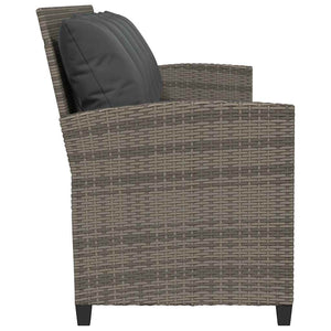 Καναπές κήπου 5θέσιος με μαξιλάρια Γκρι Poly Rattan
