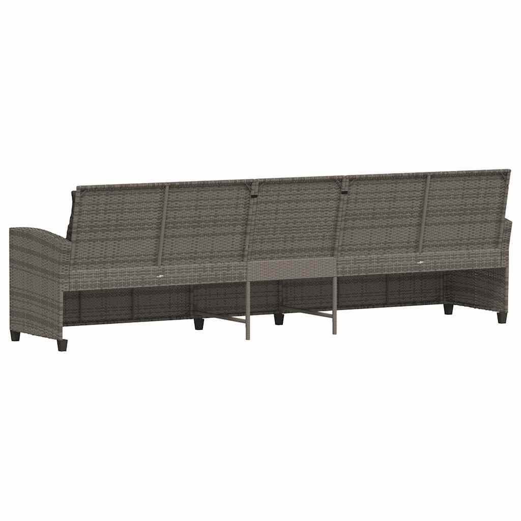 Καναπές κήπου 5θέσιος με μαξιλάρια Γκρι Poly Rattan