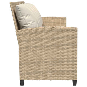 Καναπές κήπου 5θέσιος με μαξιλάρια Μπεζ Poly Rattan