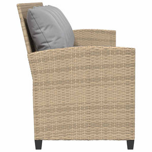 Καναπές κήπου 5θέσιος με μαξιλάρια Μπεζ Poly Rattan