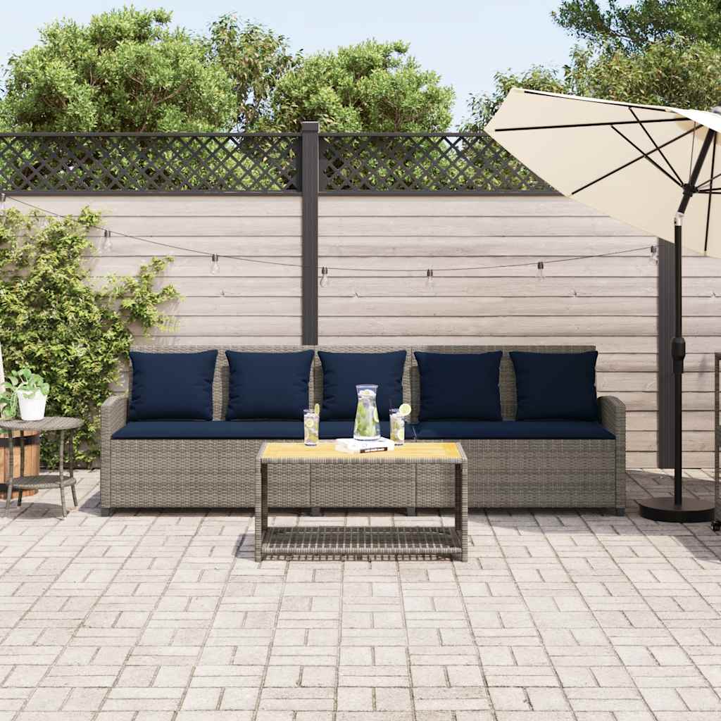 Καναπές κήπου 5θέσιος με μαξιλάρια Γκρι Poly Rattan - Pakobazaar