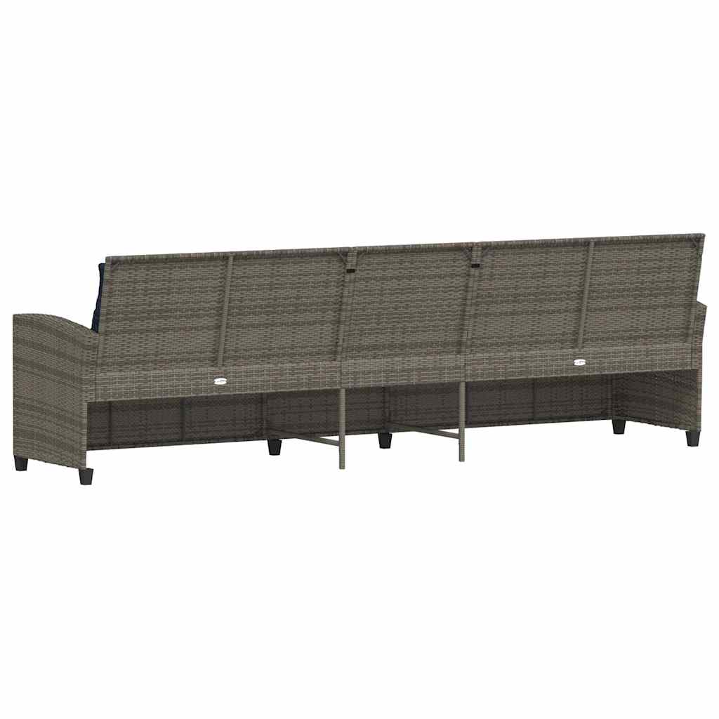 Καναπές κήπου 5θέσιος με μαξιλάρια Γκρι Poly Rattan - Pakobazaar