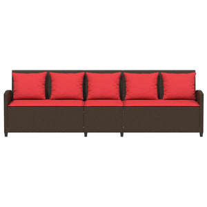 Καναπές κήπου 5θέσιος με μαξιλάρια Brown Poly Rattan