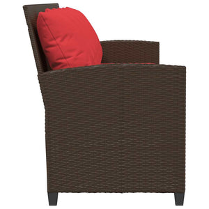 Καναπές κήπου 5θέσιος με μαξιλάρια Brown Poly Rattan