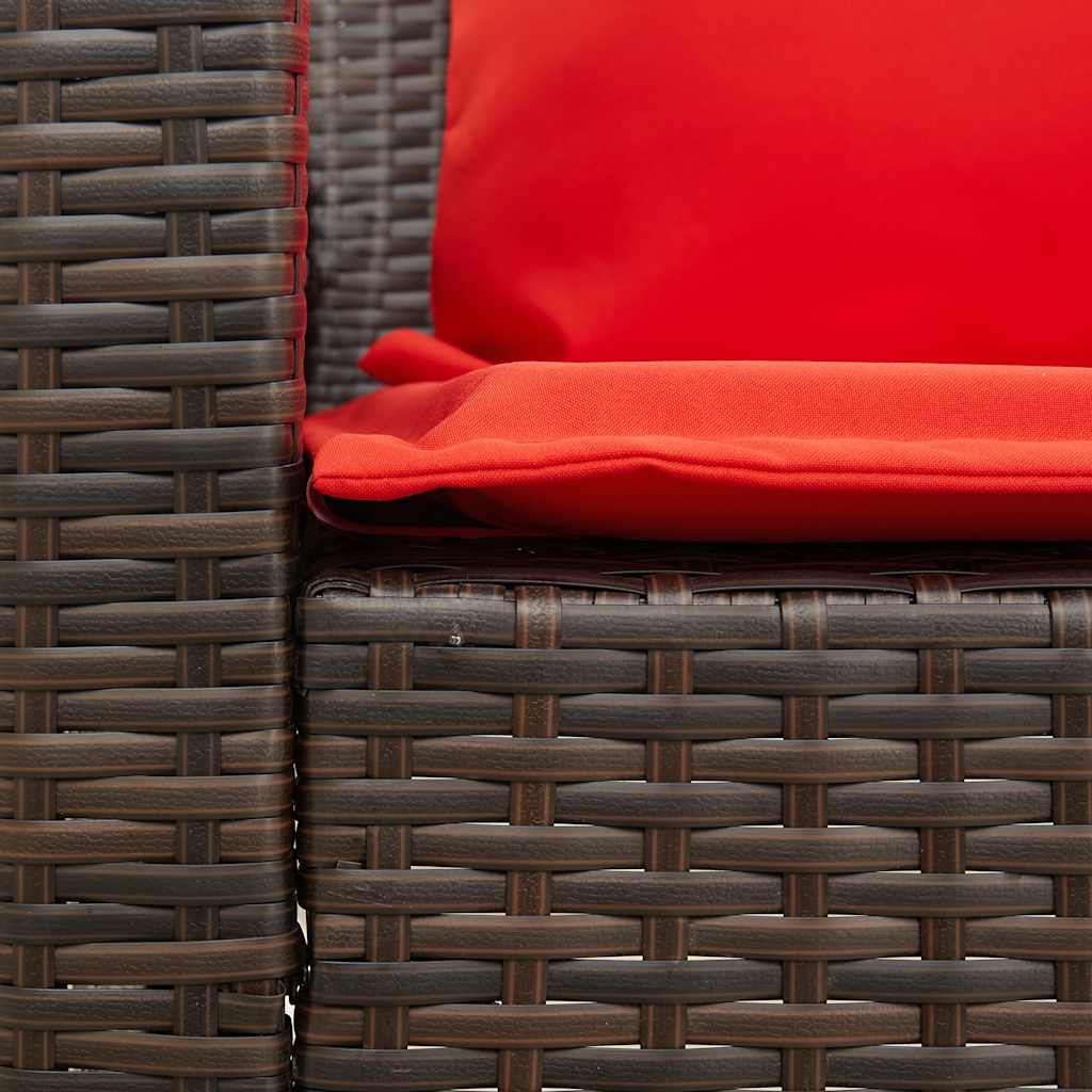 Καναπές κήπου 5θέσιος με μαξιλάρια Brown Poly Rattan