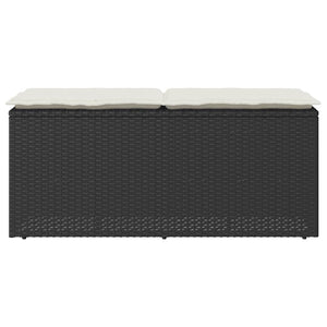 Πάγκος κήπου με μαξιλάρι Μαύρο 110x40x44 cm Poly Rattan
