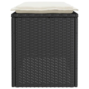Πάγκος κήπου με μαξιλάρι Μαύρο 110x40x44 cm Poly Rattan