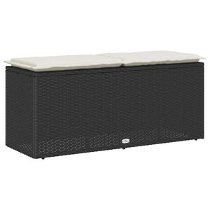 Πάγκος κήπου με μαξιλάρι Μαύρο 110x40x44 cm Poly Rattan
