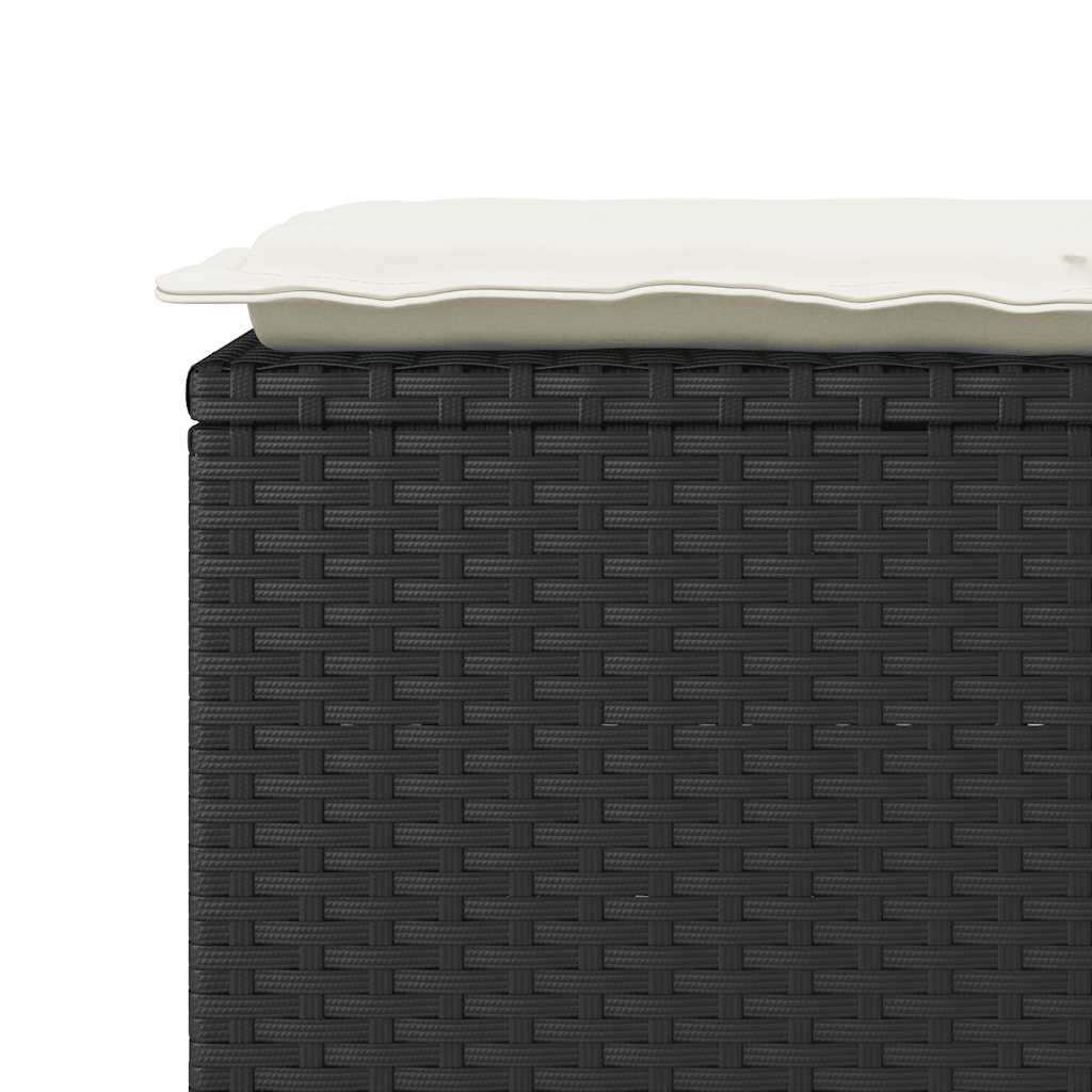 Πάγκος κήπου με μαξιλάρι Μαύρο 110x40x44 cm Poly Rattan