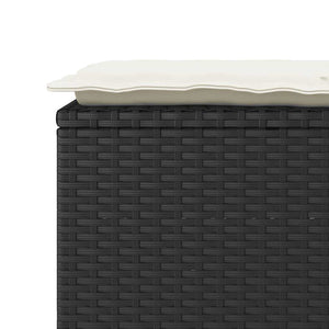 Πάγκος κήπου με μαξιλάρι Μαύρο 110x40x44 cm Poly Rattan
