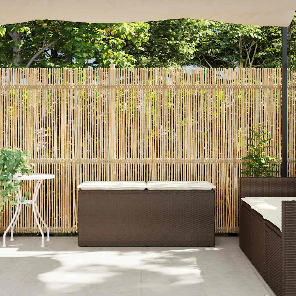 Πάγκος κήπου με μαξιλάρι καφέ 110x40x44 cm Poly Rattan