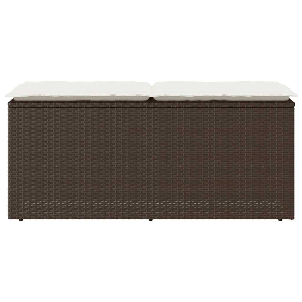 Πάγκος κήπου με μαξιλάρι καφέ 110x40x44 cm Poly Rattan