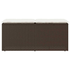 Πάγκος κήπου με μαξιλάρι καφέ 110x40x44 cm Poly Rattan