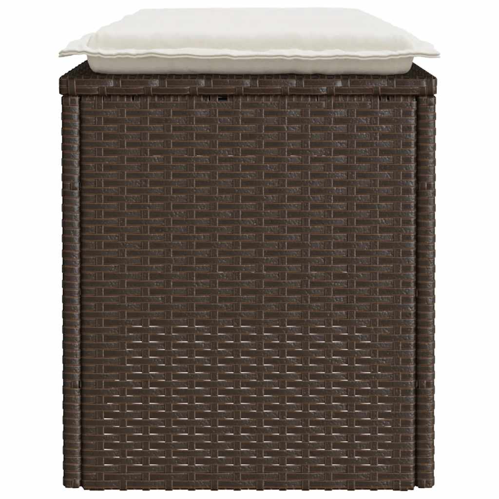Πάγκος κήπου με μαξιλάρι καφέ 110x40x44 cm Poly Rattan