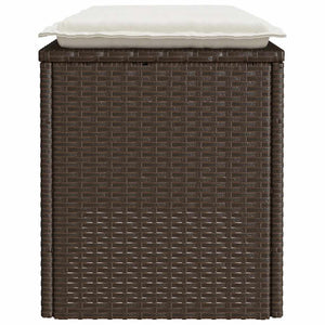 Πάγκος κήπου με μαξιλάρι καφέ 110x40x44 cm Poly Rattan