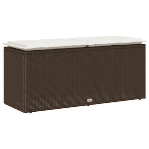 Πάγκος κήπου με μαξιλάρι καφέ 110x40x44 cm Poly Rattan