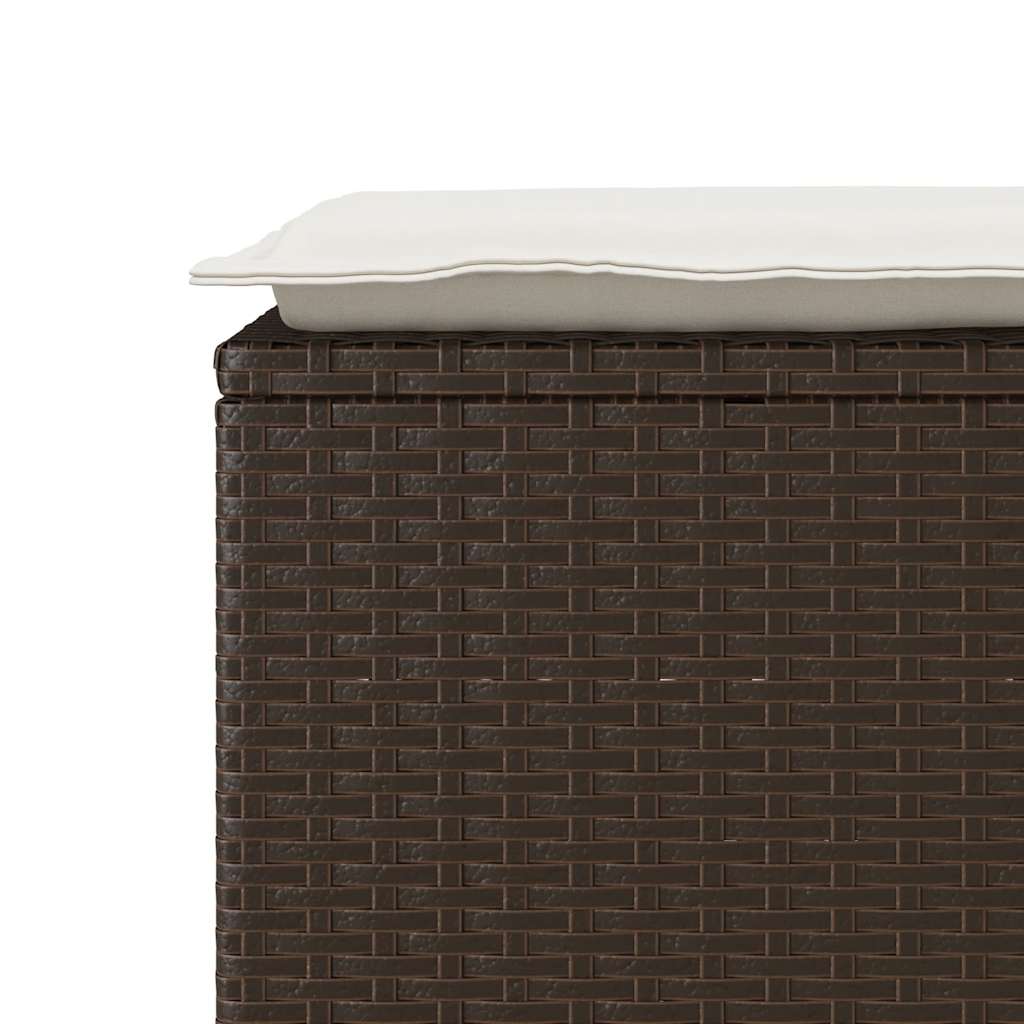Πάγκος κήπου με μαξιλάρι καφέ 110x40x44 cm Poly Rattan