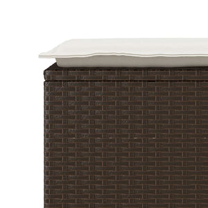 Πάγκος κήπου με μαξιλάρι καφέ 110x40x44 cm Poly Rattan