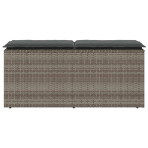 Πάγκος κήπου με μαξιλάρι γκρι 110x40x44 cm Poly Rattan - Pakobazaar