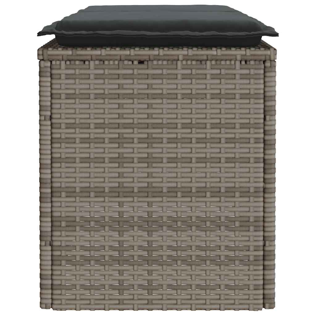 Πάγκος κήπου με μαξιλάρι γκρι 110x40x44 cm Poly Rattan - Pakobazaar