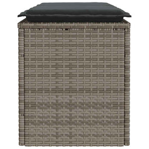Πάγκος κήπου με μαξιλάρι γκρι 110x40x44 cm Poly Rattan - Pakobazaar