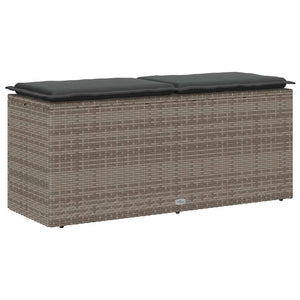 Πάγκος κήπου με μαξιλάρι γκρι 110x40x44 cm Poly Rattan - Pakobazaar