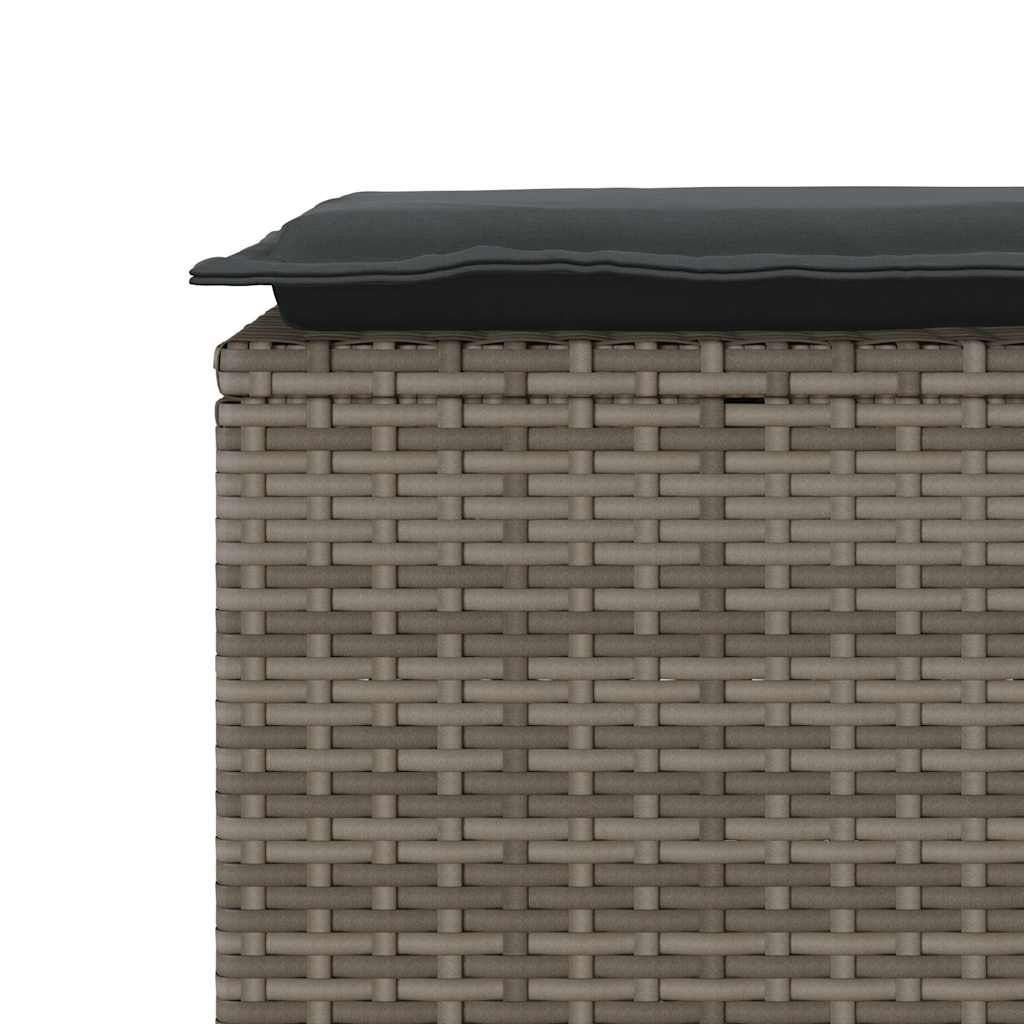 Πάγκος κήπου με μαξιλάρι γκρι 110x40x44 cm Poly Rattan - Pakobazaar