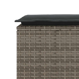 Πάγκος κήπου με μαξιλάρι γκρι 110x40x44 cm Poly Rattan - Pakobazaar