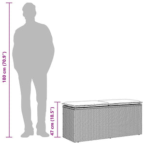 Πάγκος κήπου με μαξιλάρι γκρι 110x40x44 cm Poly Rattan - Pakobazaar