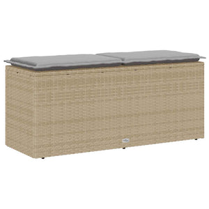Πάγκος κήπου με μαξιλάρι Μπεζ 110x40x44 cm Πολυ μπαστούνι