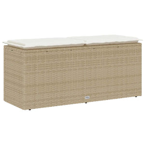 Πάγκος κήπου με μαξιλάρι Μπεζ 110x40x44 cm Πολυ μπαστούνι