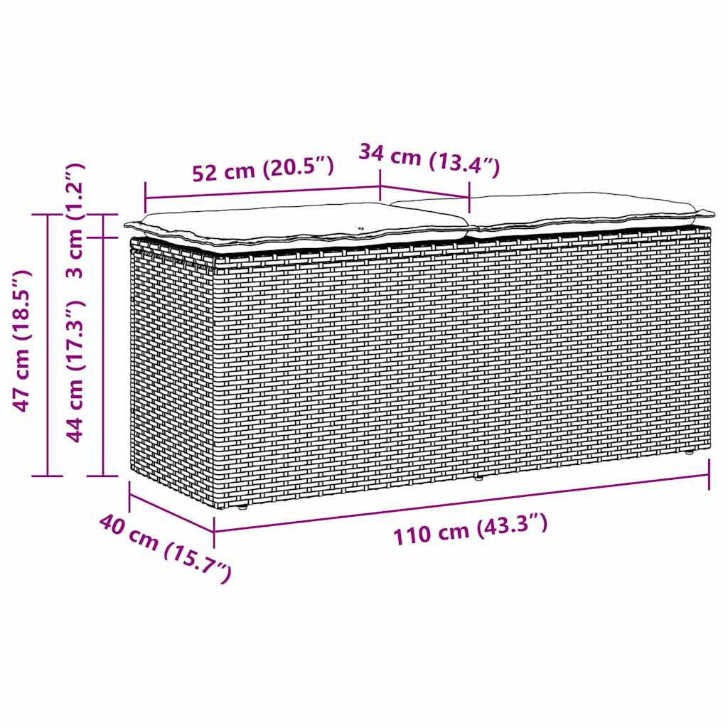Πάγκος κήπου με μαξιλάρι ανοιχτό γκρι 110x40x44 cm