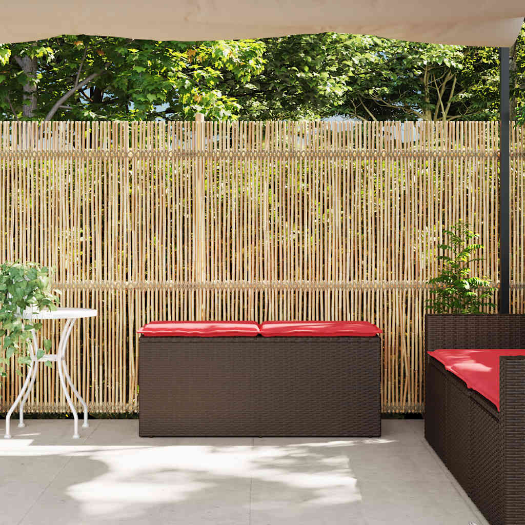 Πάγκος κήπου με μαξιλάρι καφέ 110x40x44 cm Poly Rattan - Pakobazaar