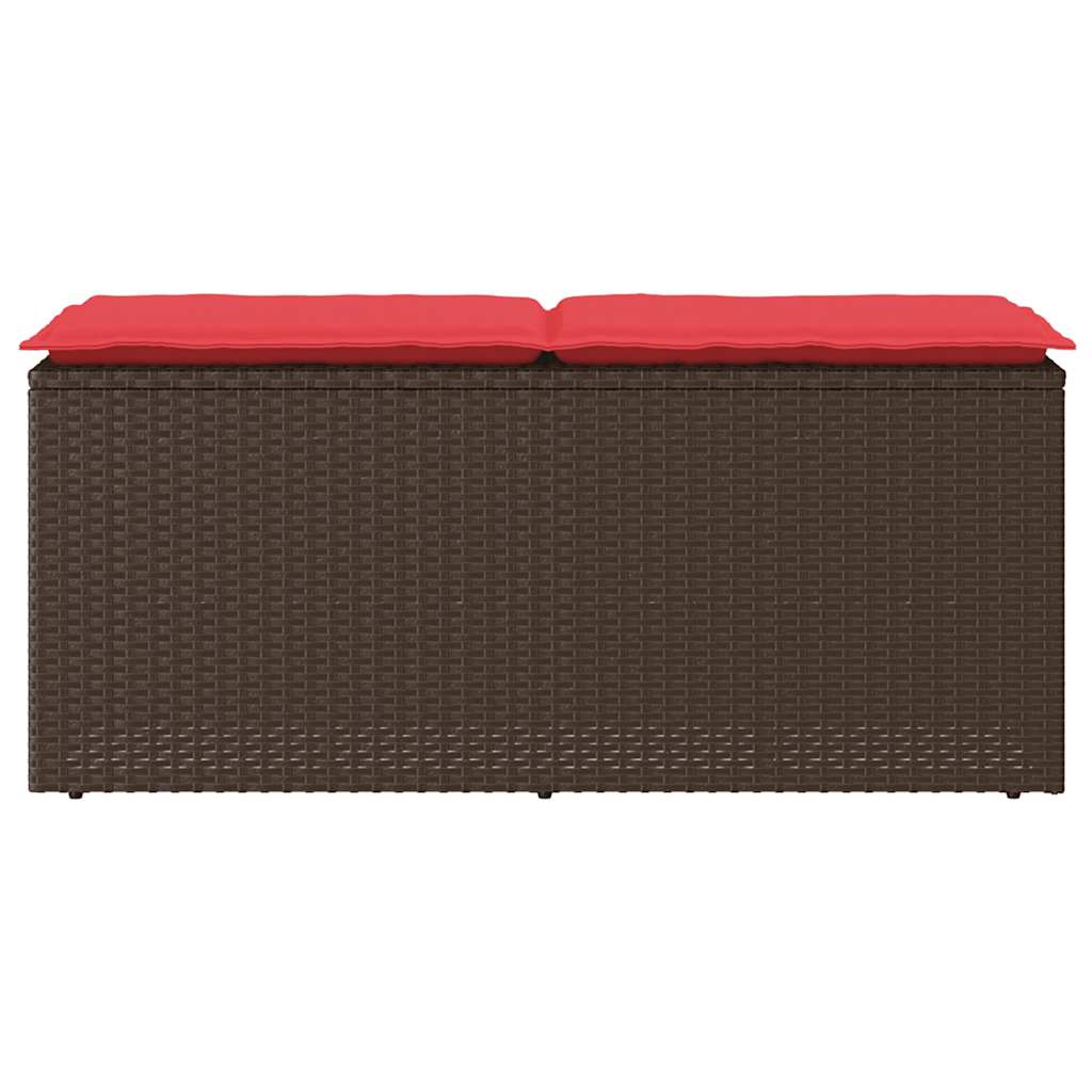 Πάγκος κήπου με μαξιλάρι καφέ 110x40x44 cm Poly Rattan - Pakobazaar