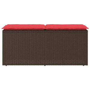 Πάγκος κήπου με μαξιλάρι καφέ 110x40x44 cm Poly Rattan - Pakobazaar